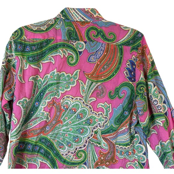 Lauren‎ Ralph Lauren Blouse Women's L Thin Light 100% Cotton Multicolor Paisley - Picture 2 of 11